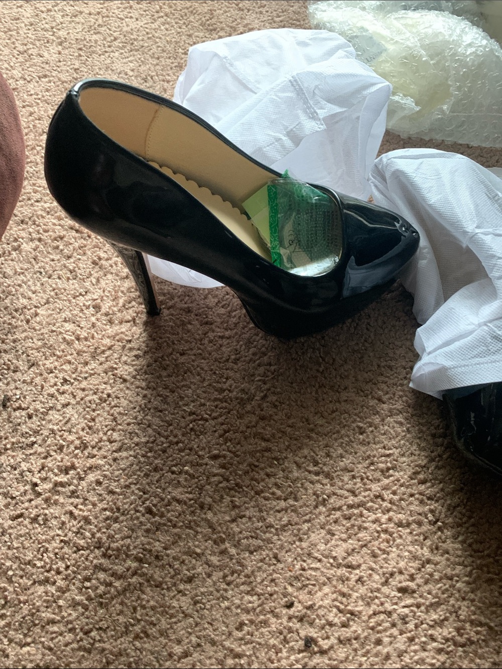 Black Patent Platform High Heel Pumps - Women